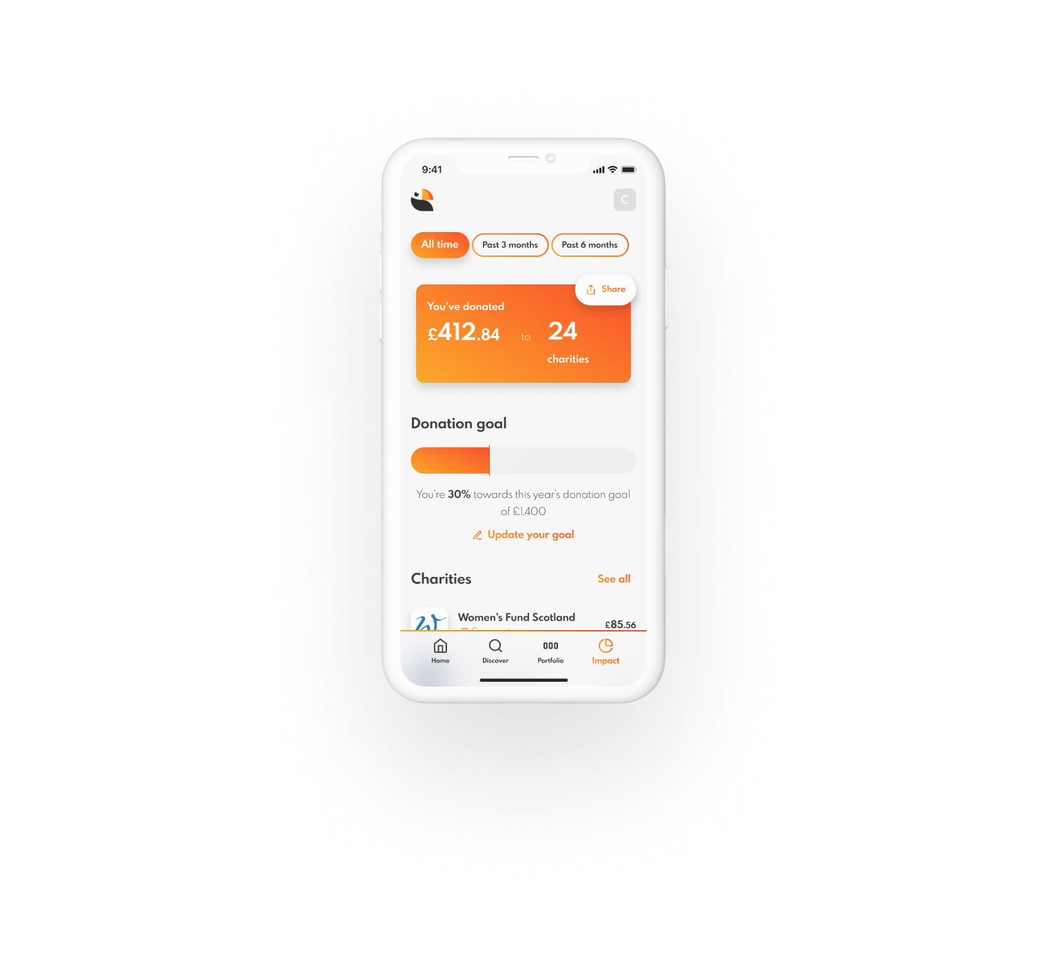 Phone showing Toucan app
